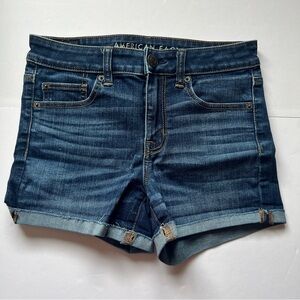 American Eagle Ne(x)t Level Stretch Hi Rise Shortie Denim Jean Shorts AE  Sz 4